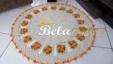 tapete Redondo floral laranja