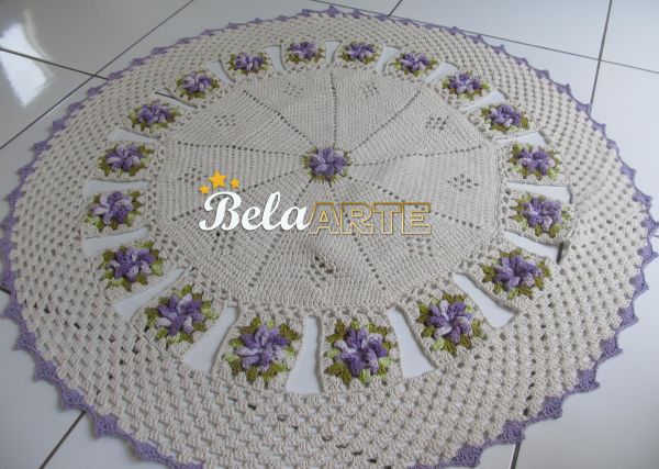 tapete Redondo floral lilas
